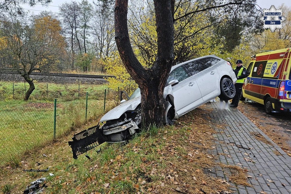 2025.11.03 - Pijany kierowca wjechał w drzewo - fotoreportaż