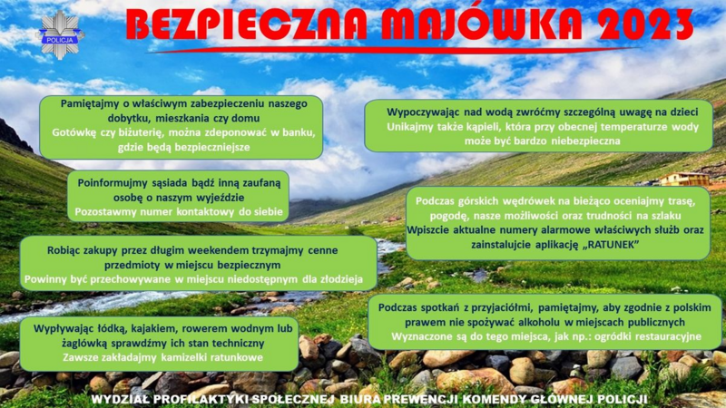 Bezpieczna majówka 2023. Policjanci radzą o czym warto pamiętać!