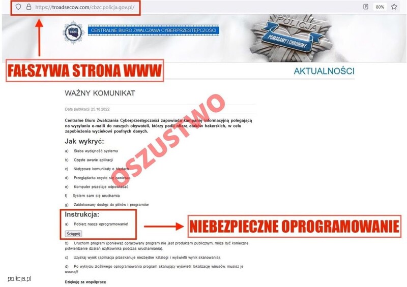 Cyberprzestępcy podszywają się pod CBZC