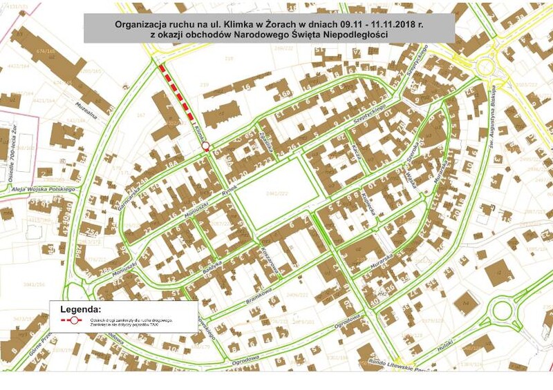 Zamknięcie ul. Klimka w związku ze Świętem Niepodległości