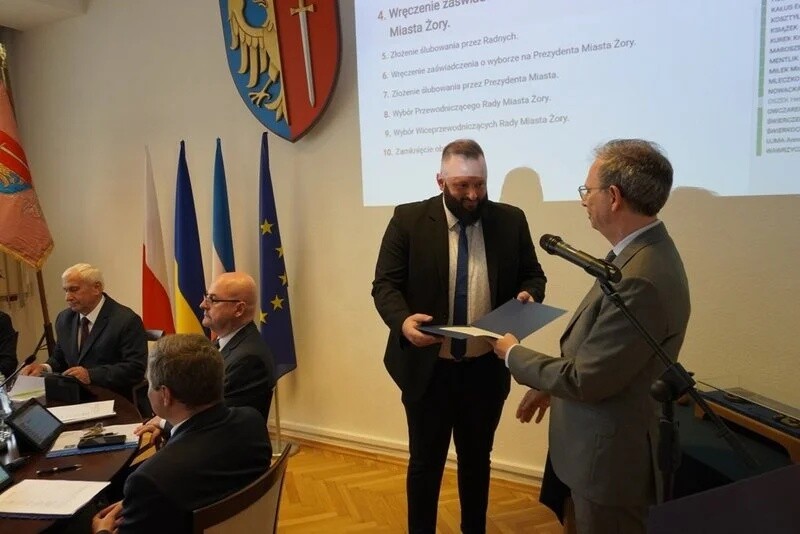 We wtorek, 7 maja w sali obrad Urzędu Miasta Żory odbyła się inauguracyjna sesja Rady Miasta Żory kadencji 2024-2029 / fot. UM Żory