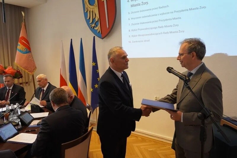 We wtorek, 7 maja w sali obrad Urzędu Miasta Żory odbyła się inauguracyjna sesja Rady Miasta Żory kadencji 2024-2029 / fot. UM Żory